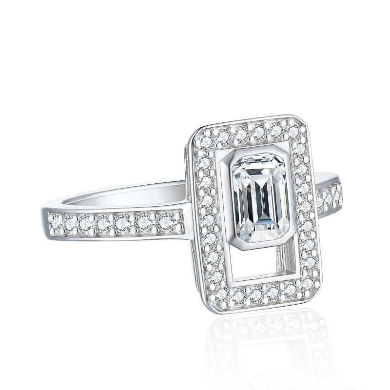 Women's S925 Silver Moissanite Eternity Ring, Classic Full Pave Band